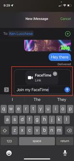 Pantalla de Face Time en un iPhone para hacer una llamada con Android o PC 3