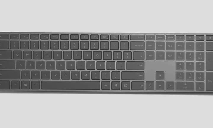 Vista superior del teclado Microsoft Surface.