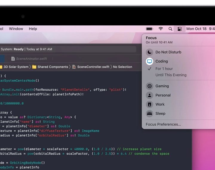 Enfoque en macOS Monterey