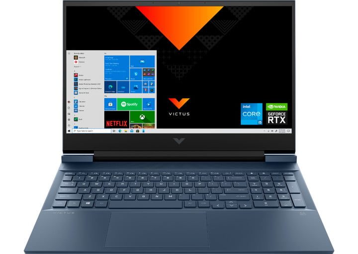 Portátil para juegos HP Victus 16 en azul oscuro, una de las mejores laptops para videojuegos.