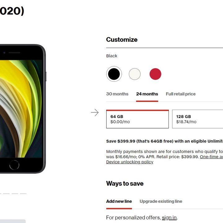 iPhone SE 2020 gratis con las ofertas de Verizon del Black Friday 20210