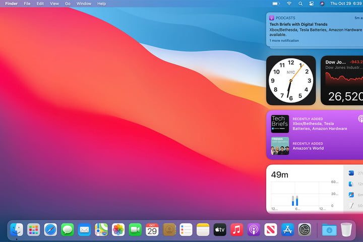 Centro de notificaciones en MacOS Big Sur, aceptar y finalizar.