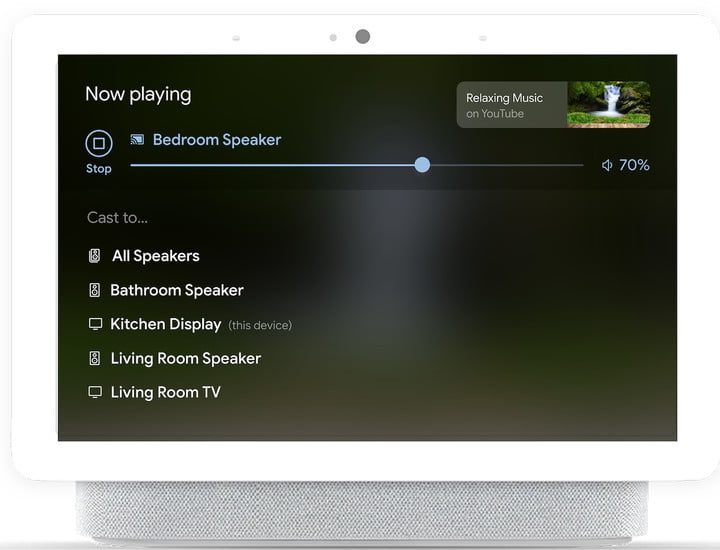 Pantalla de reproducción de música en Nest Hub