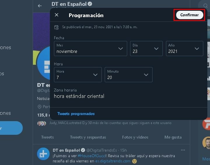 Programar tuits en Twitter