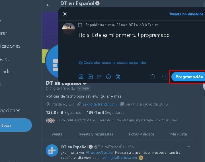Programar tuits en Twitter