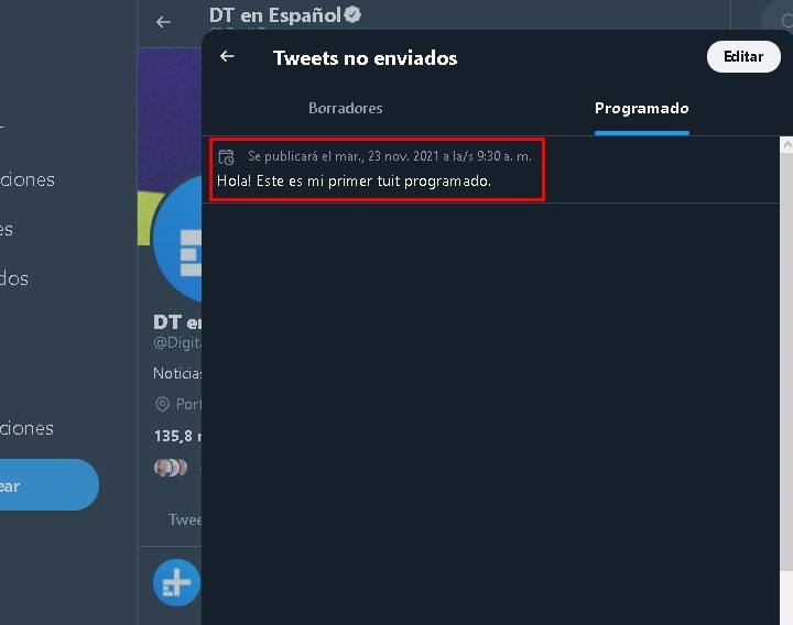 Programar tuits en Twitter