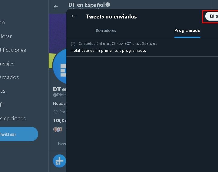 Programar tuits en Twitter