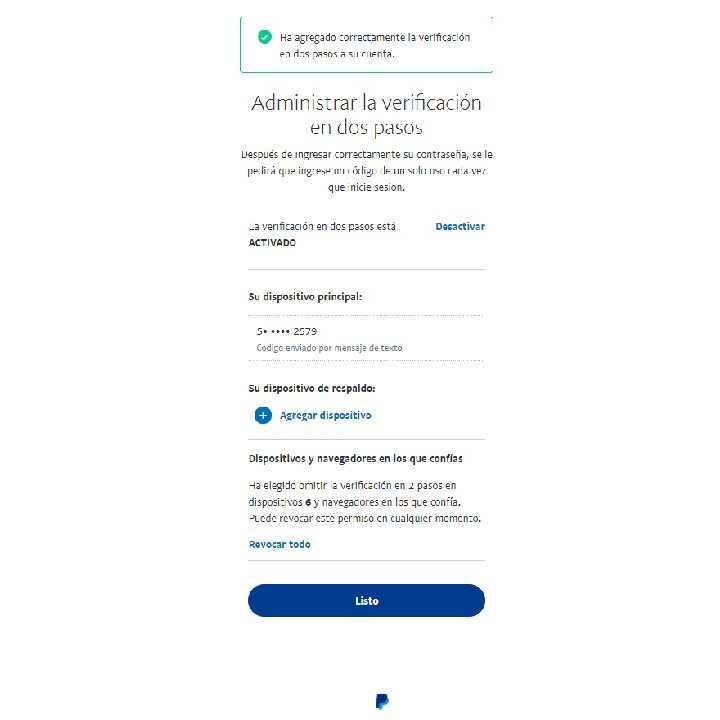 Cómo activar la verificación en dos pasos de PayPal