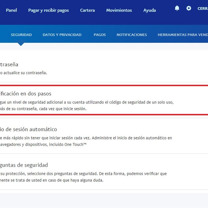Cómo activar la verificación en dos pasos de PayPal