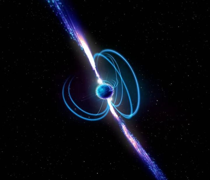 La imagen es una representación de cómo luciría un magnetar en el espacio.