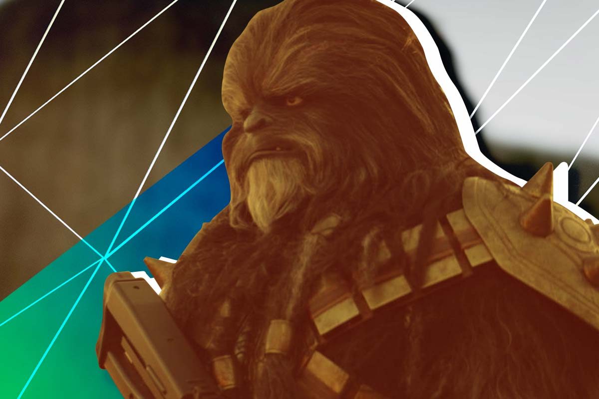 Un wookiee de pelaje negro llamado Black Krrsantan. Es un personaje de los cómics de Star Wars conocido por ser un poderoso gladiador y cazarrecompensas en la franquicia.