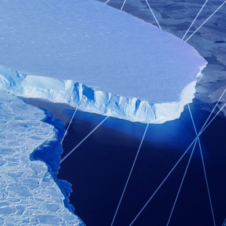 El glaciar Thwaites (también llamado el Glaciar del Juicio Final), que se ubica en la Antártida Occidental.