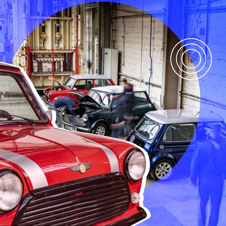 El proyecto Mini Recharged da nueva vida al Mini clásico instalando un motor eléctrico al emblemático auto.