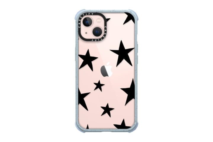 Casetify Ultra Impact Crush Case para iPhone 13 en transparente con estrellas negras.