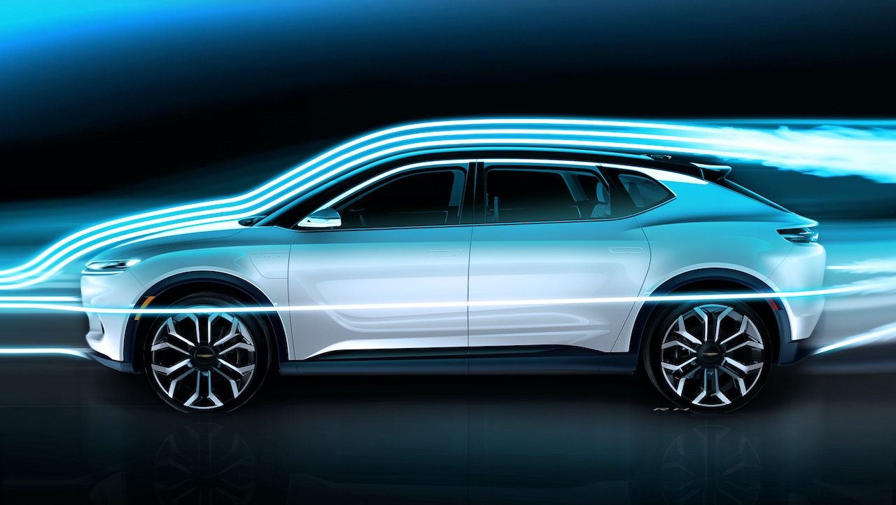 chrysler airflow concept ces2022 sketch illustrating the aerodynamic flow of
