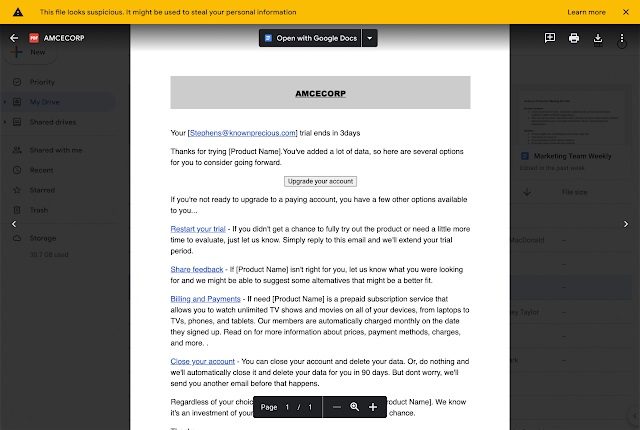 Google habilita un sistema de alertas para advertir a los usuarios sobre la difusión de malware en Drive.