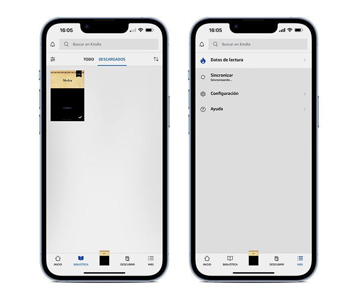 Pantalla de celular que muestra configuración de la app de Kindle