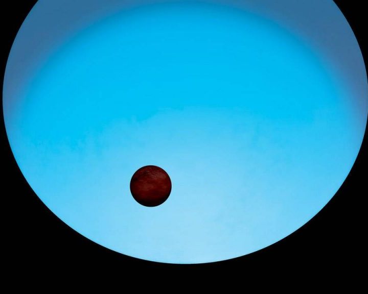 La imagen muestra una representación del exoplaneta WASP-189b.