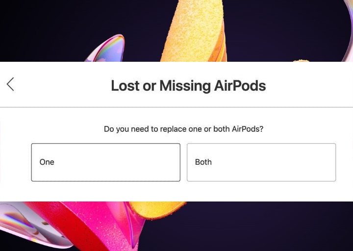 Menú para reemplazo de AirPods perdidos 2