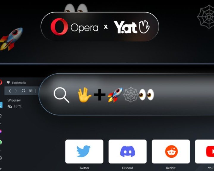 Una barra de direcciones de Opera con emojis.