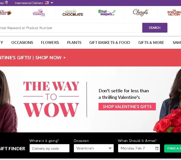 Sitio web de 1-800 Flowers para regalar flores