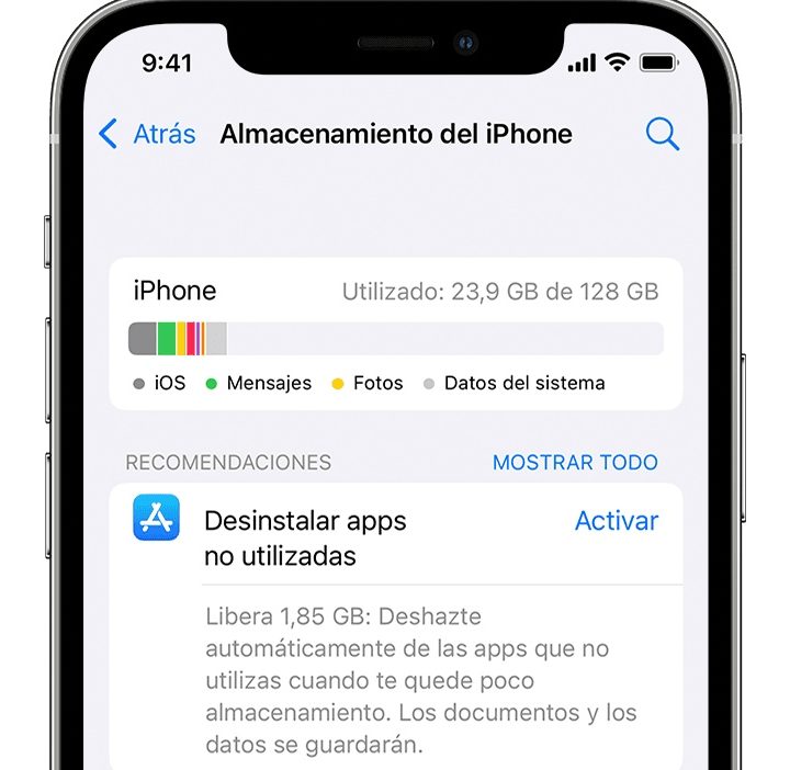 Almacenamiento en iPhone