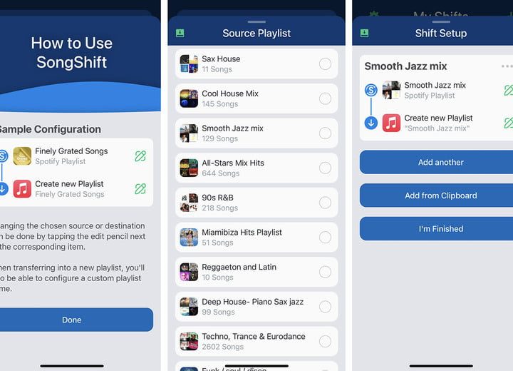 Aplicación Songshift para transferir listas de reproducción.