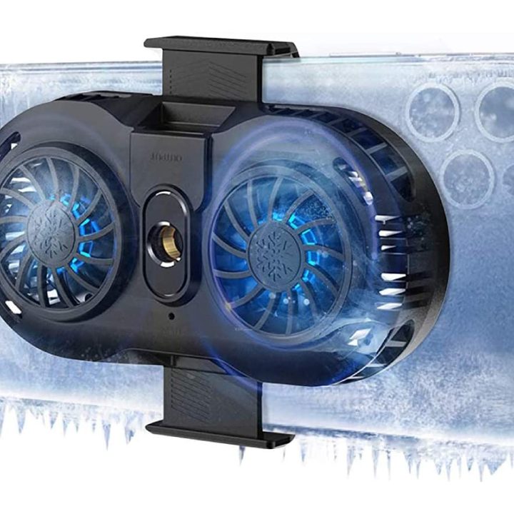 En enfriador para celular sobre un fondo blanco.