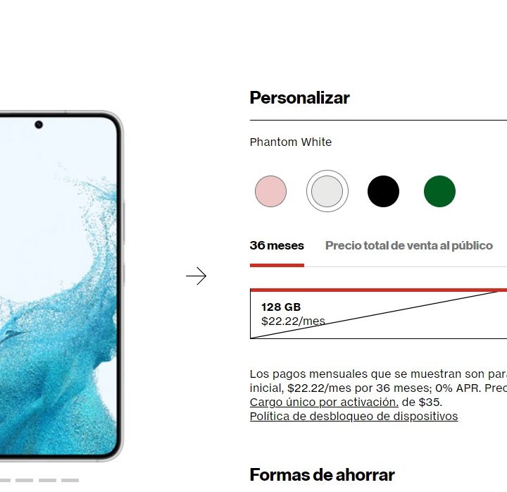Las ofertas de Verizon para estrenar el Galaxy S22 sin pago inicial.