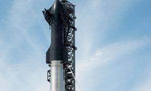 Una imagen del cohete prototipo Starship de SpaceX.