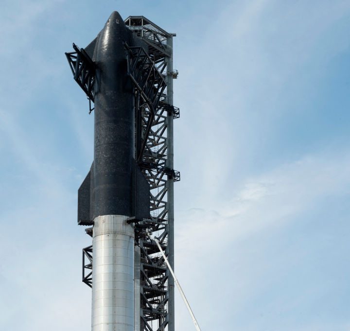Una imagen del cohete prototipo Starship de SpaceX.