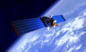 Una representación de un satélite en el espacio.