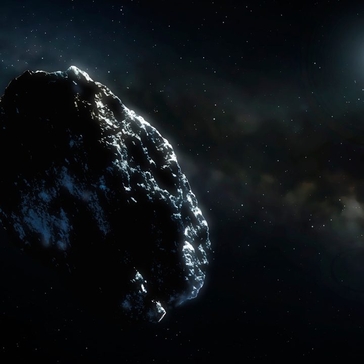 Una representación de un asteroide.