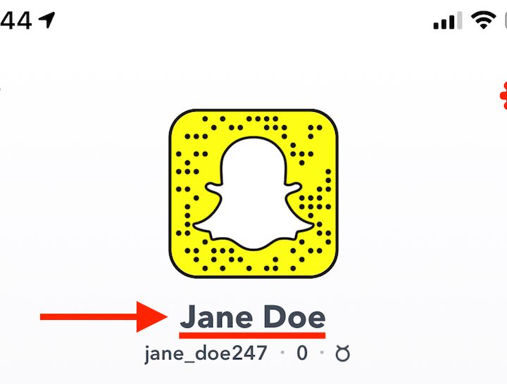 Nombre de perfil en Snpachat.