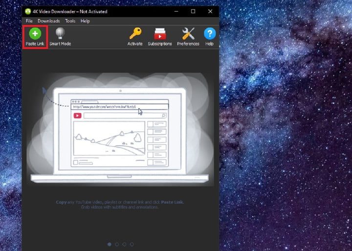 Pantalla de la app 4K Video Downloader.