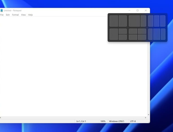 Se abre la herramienta Snap Assist de Windows 11.