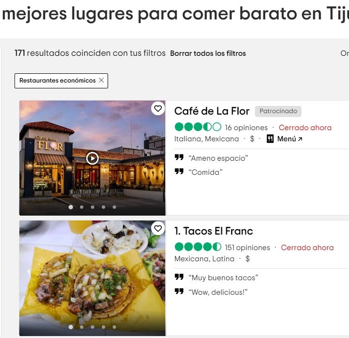 Una imagen de restaurantes en Tijuana.
