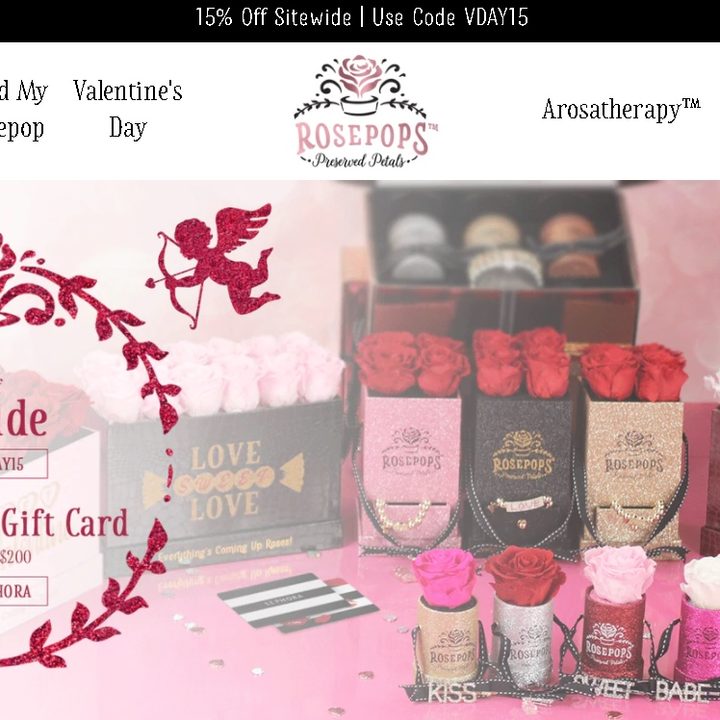 Sitio web de RosePops para regalar flores