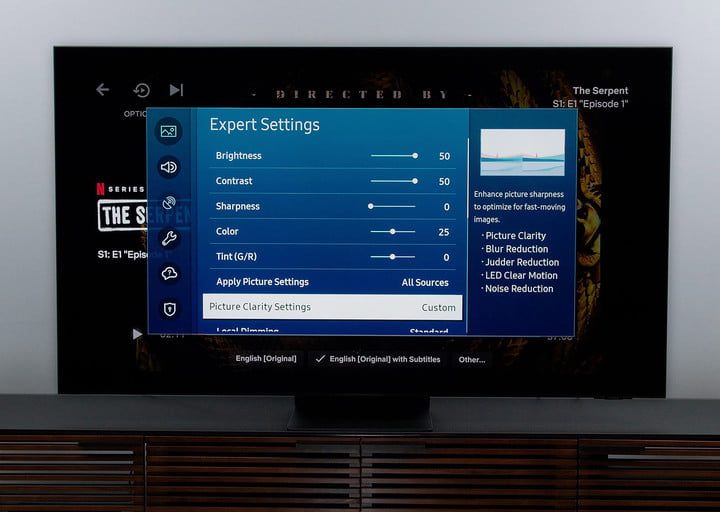 Ajustes de imagen del televisor Samsung QN90A.