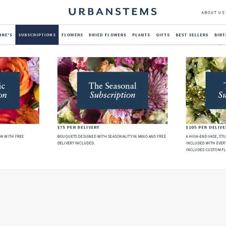 Sitio web de Urbansteams para regalar flores