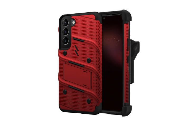 La funda Zizo Bolt en rojo con detalles en negro para el Samsung Galaxy S22.