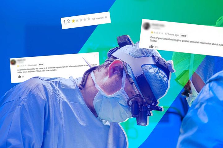 Un médico cirujano, acompañado de malas reseñas en la página de Google.