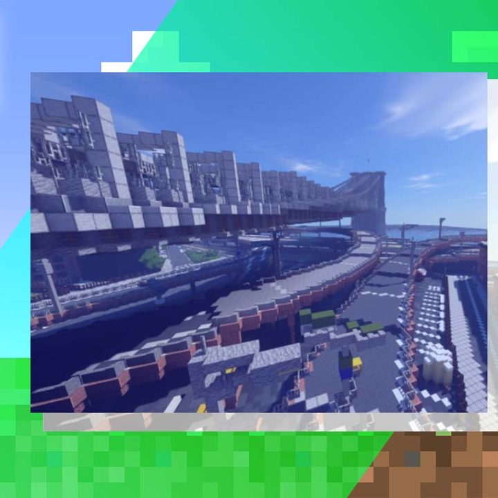 El puente de Brooklyn recreado en Minecraft.