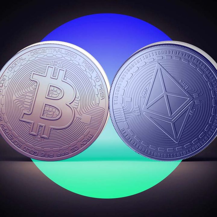 Las criptomonedas Bitcoin y Ethereum.