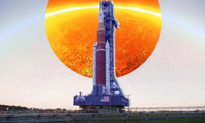 Un cohete lunar Artemis de la NASA.