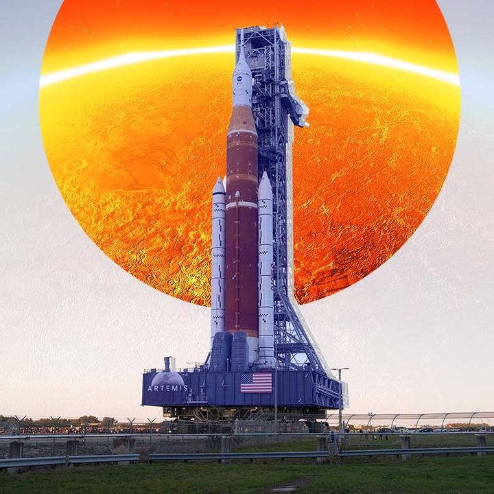 Un cohete lunar Artemis de la NASA.