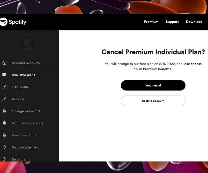 Página principal de Spotify.