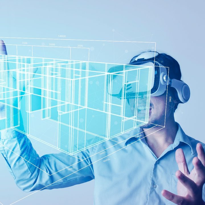 Un diseñador con gafas de realidad virtual