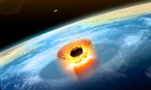 Una representación del impacto de un asteroide en la Tierra.