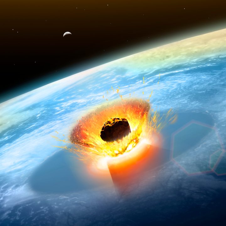 Una representación del impacto de un asteroide en la Tierra.